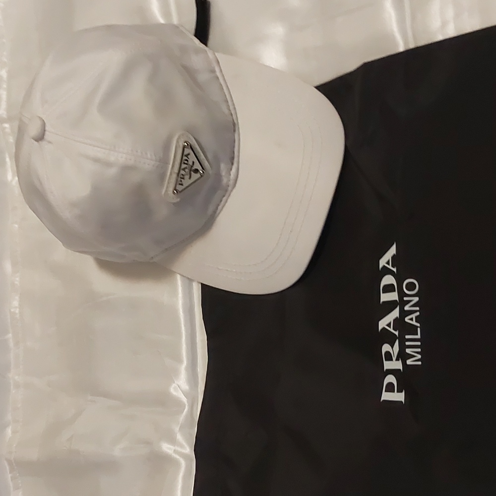 CLEARANCE-Authentic Prada White Cream Nylon Baseball Cap